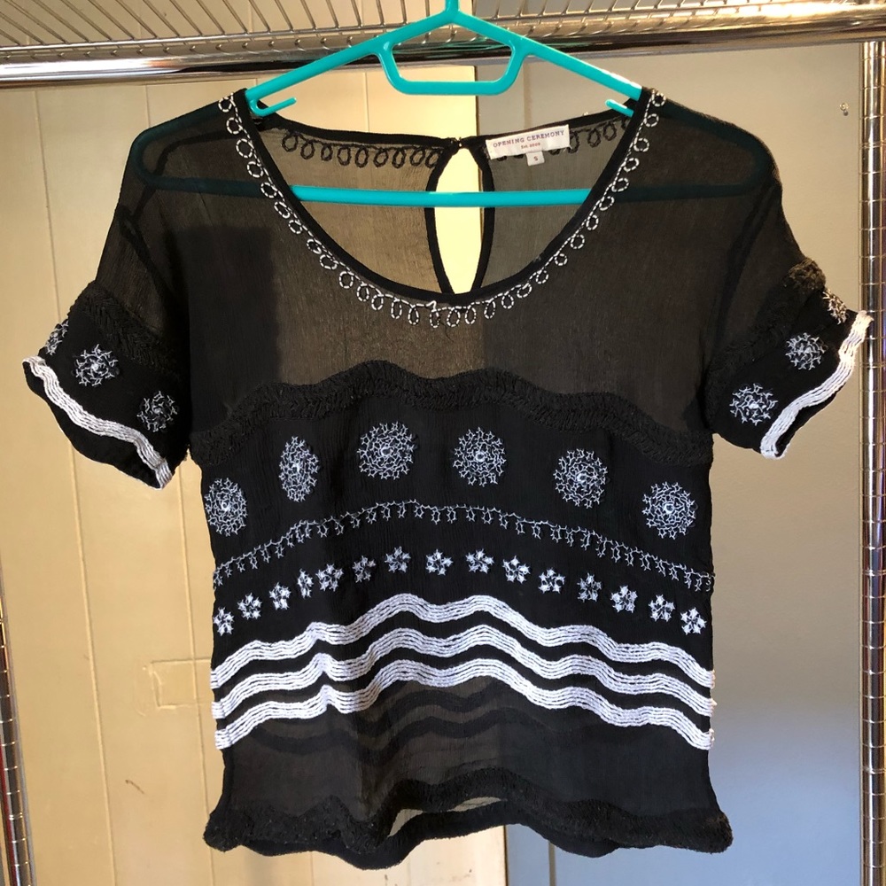 Opening Ceremony Silk Ribbed Top